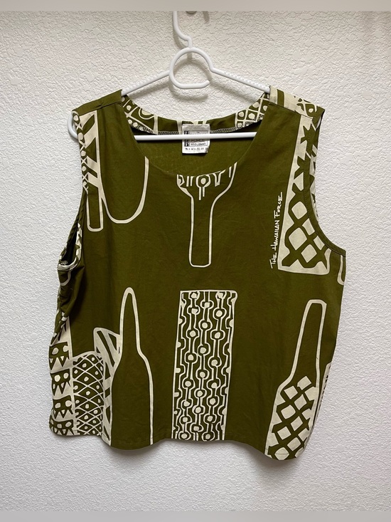 The Hawaiian Force Tops - THE HAWAIIAN FORCE Kapu Kaku Olive Green Top Women’s Size XL